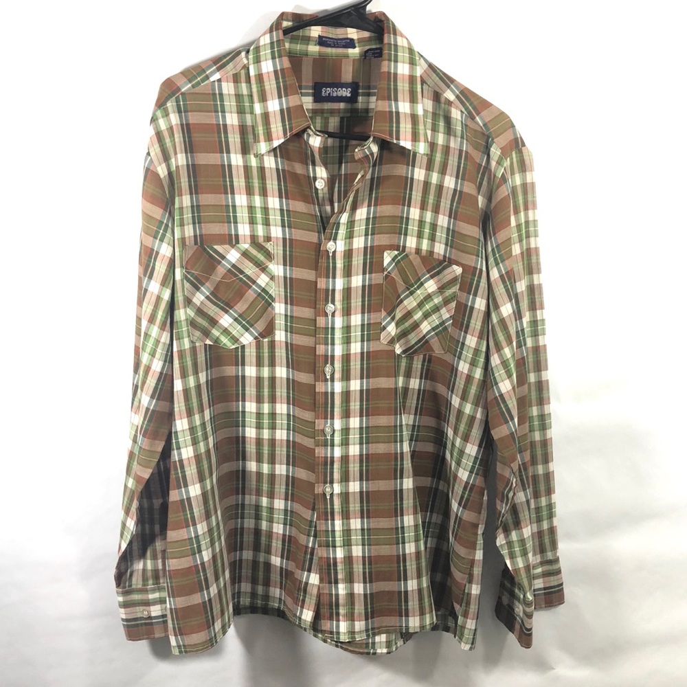 Vintage Brown Plaid Shirt Size Large